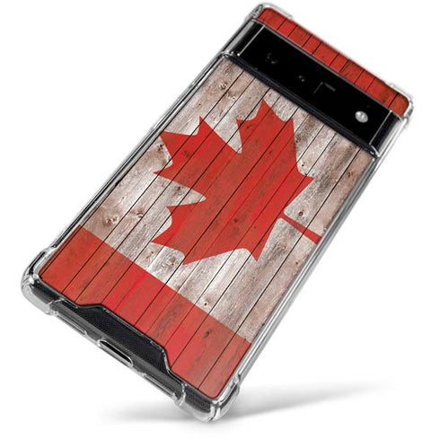Canadian Flag Dark Wood Google Pixel 6 Clear Case